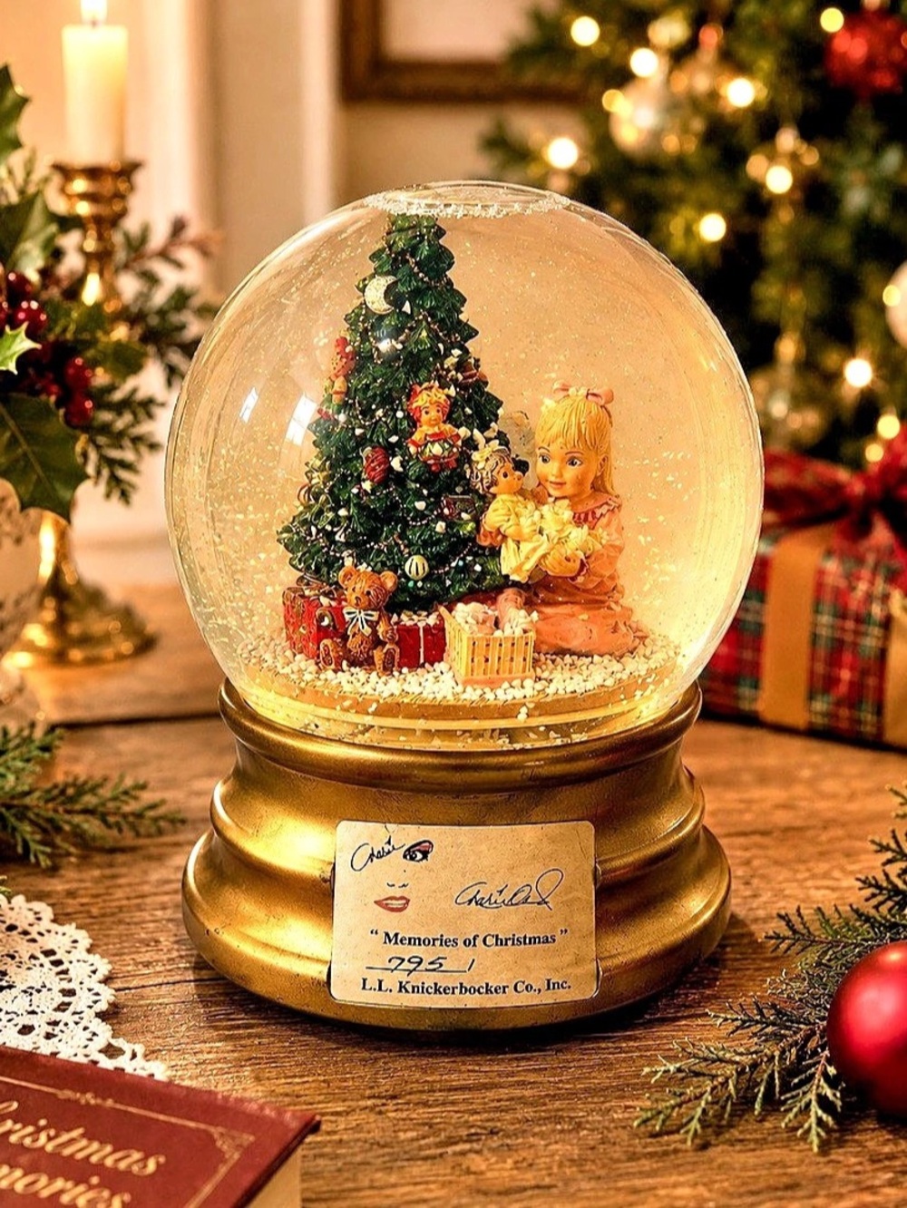 Marie Osmond Memories of Christmas Musical Snow Globe L.L. Knickerbocker Works